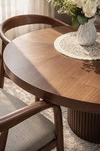 سفرة ڤيرا الدائرية – زان أحمر مبخر بقشرة جوز طبيعي – 4 كراسي