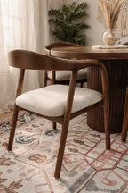 سفرة ڤيرا الدائرية – زان أحمر مبخر بقشرة جوز طبيعي – 4 كراسي